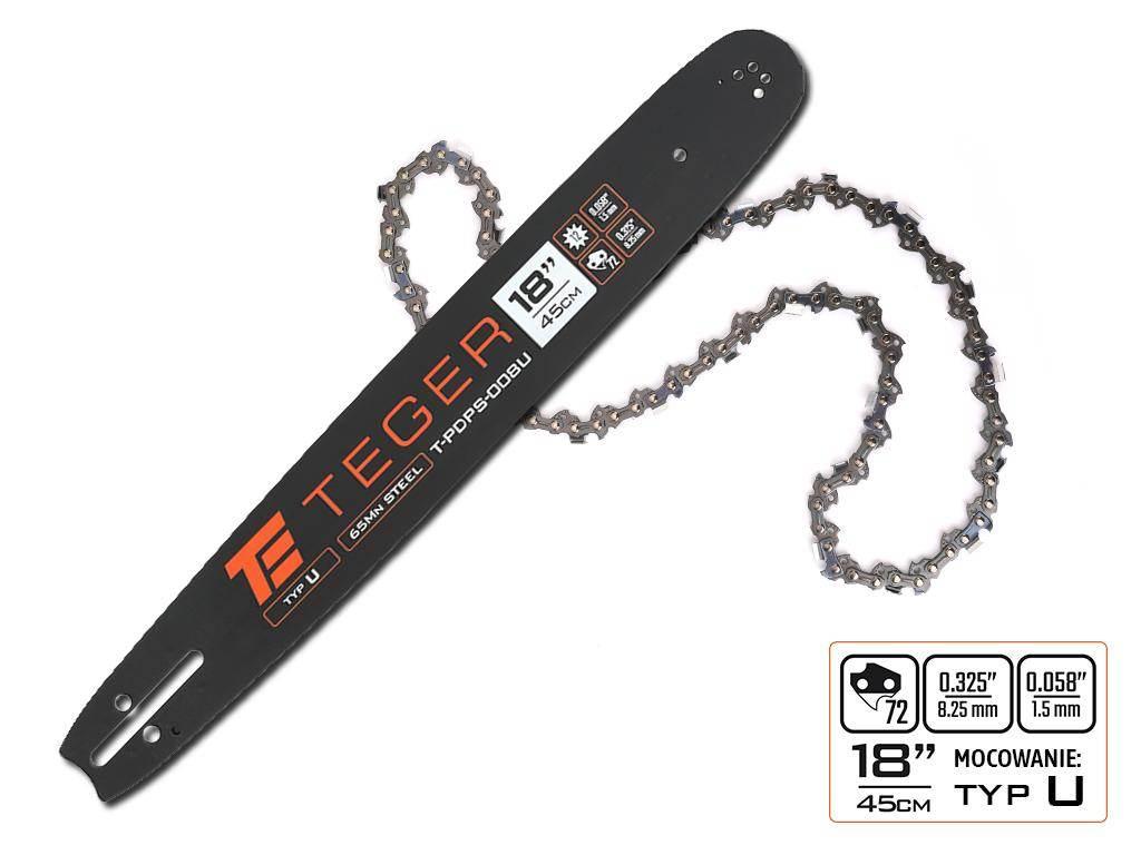 Zestaw tnący, 18" (45 cm) prowadnica + łańcuch, 0,325" 1,5mm 72 og., 12z, m - zdjęcie 2