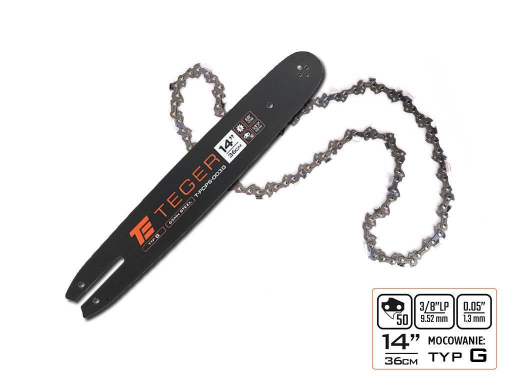 Zestaw tnący, 14" (36 cm) prowadnica + łańcuch, 3/8", 1,3 mm, 50 og., 9z, m - zdjęcie 2