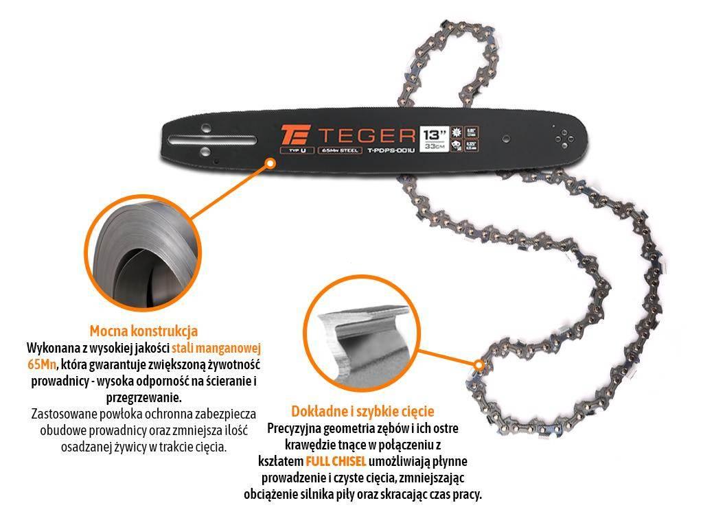 Zestaw tnący, 13" (33 cm) prowadnica + łańcuch, 0,325" 1,3mm 56 og., 10z, m - zdjęcie 3