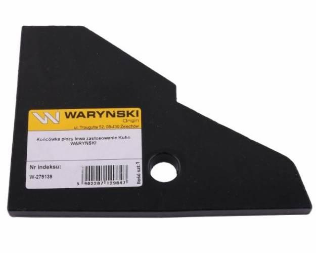 Końcówka płozy lewa zastosowanie Kuhn stal borowa WARYŃSKI W-279139