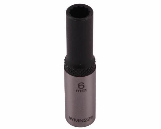 Nasadka dwunastokątna 1/4". 6 mm. długa. CrV50BV30. DIN 3124. Waryński