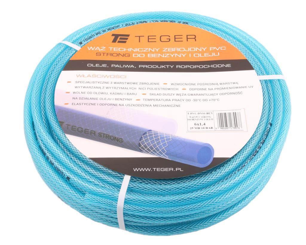 Wąż PVC do benzyny i oleju STRONG DN06 18bar TEGER 25szt T-PVC-DN06-BEN