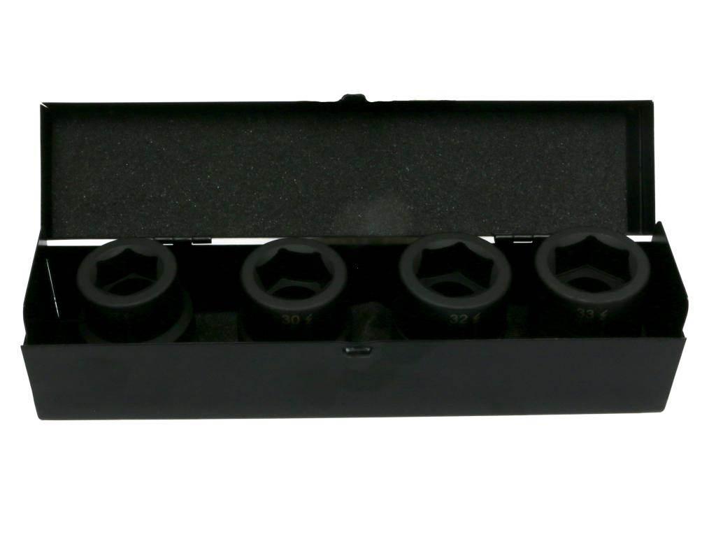Zestaw nasadek udarowych 1" 4 cz. 27. 30. 32. 33 mm ze stali CrMo DIN 3129
