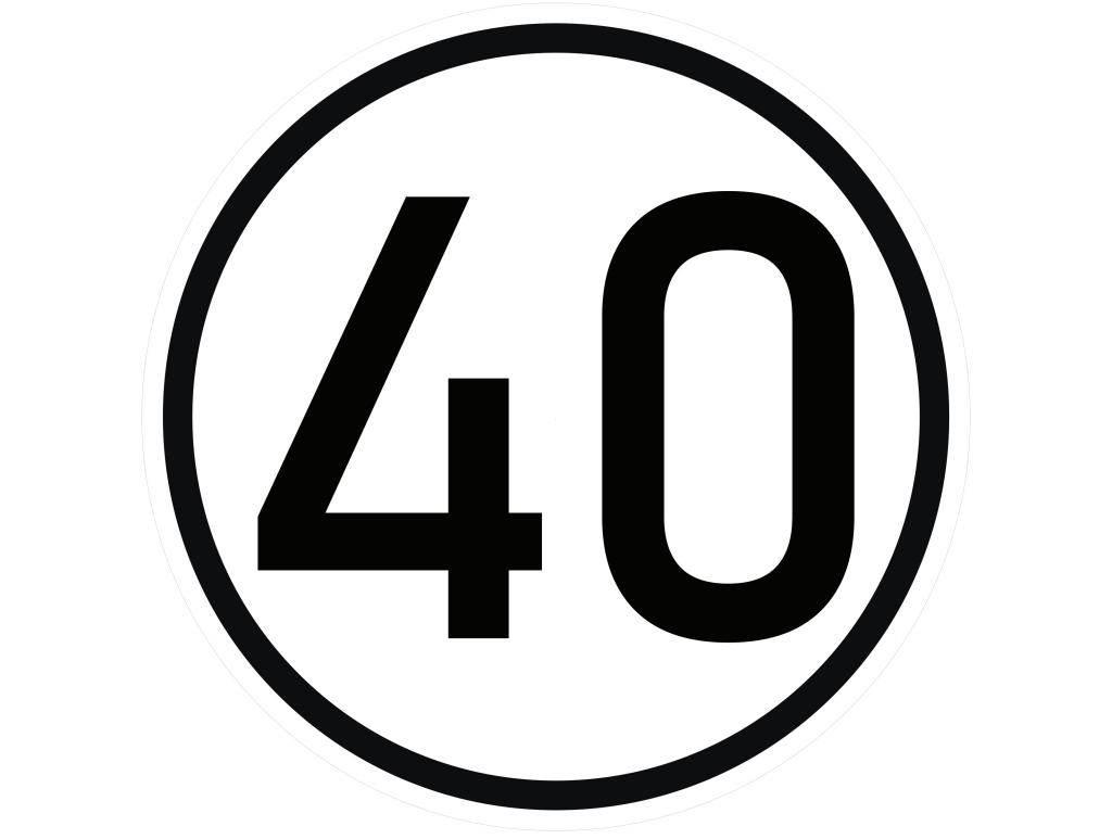 Naklejka laminowana limit prędkości v2 40 km/h- czarna obwódka TAB40V2