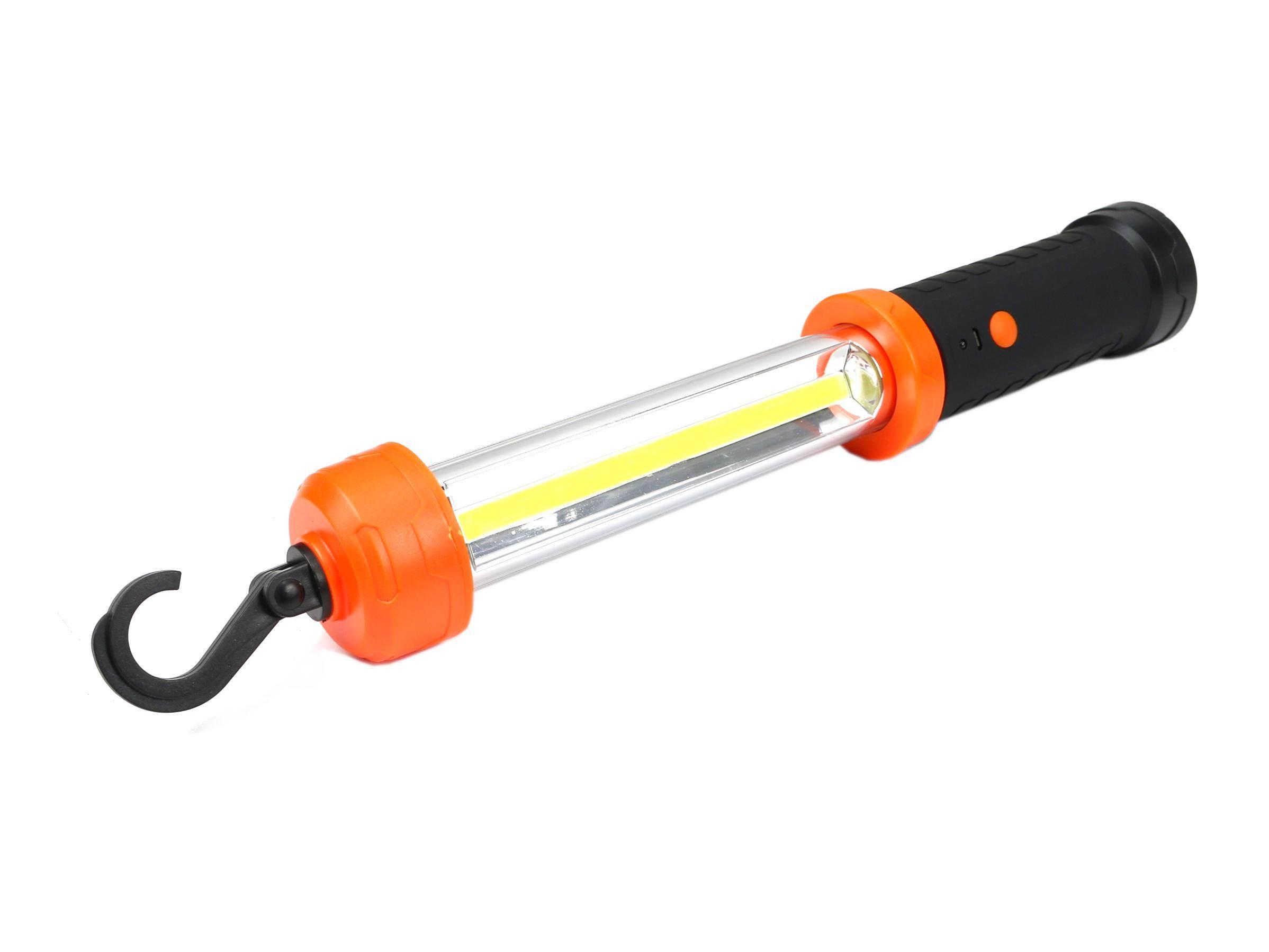 Lampa warsztatowa kanałowa latarka LED COB 600 lm 1200 mAh z kablem USB 1,5