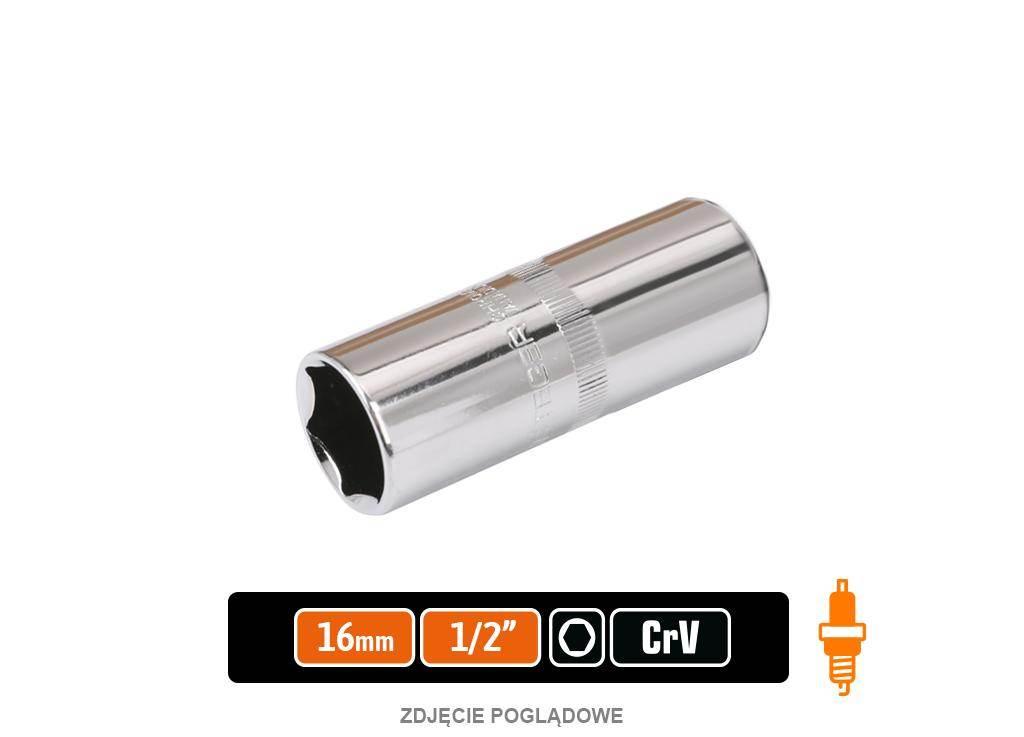 Klucz nasadowy 1/2" sześciokątny 16 mm - do świec, CR-V, Teger T-W-KNS127