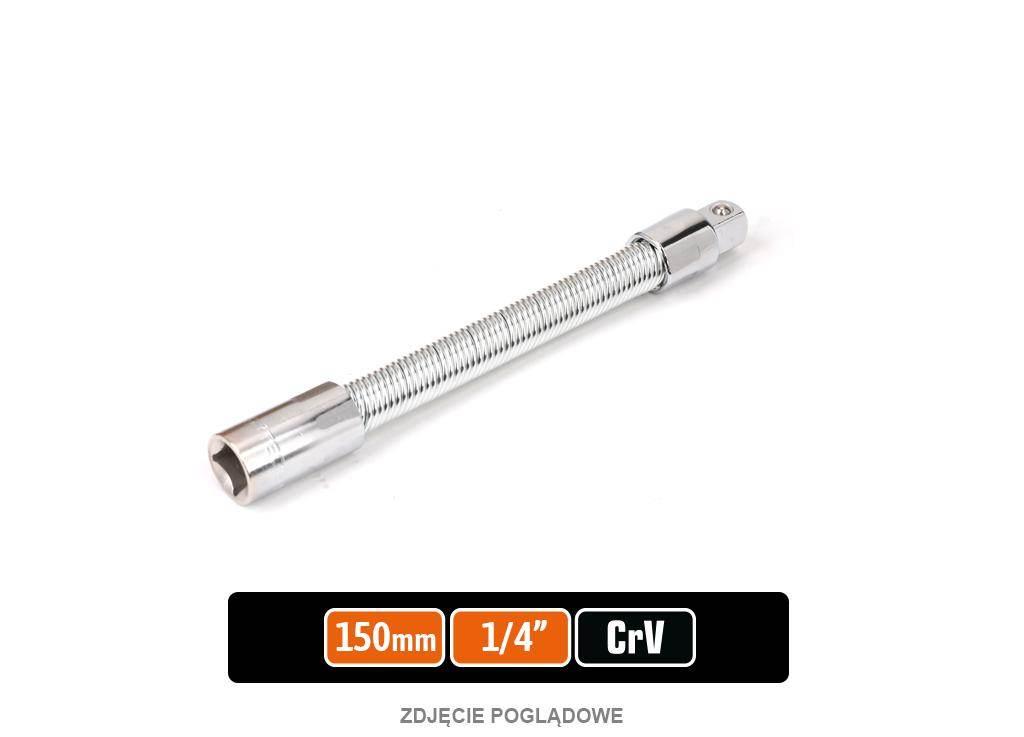 Przedłużka do nasadek 1/4" giętka 150 mm, CR-V, Teger T-W-PRZE116