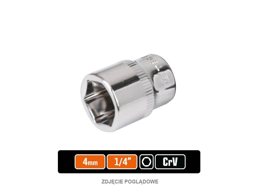 Klucz nasadowy 1/4" sześciokątny 4 mm, CR-V, Teger T-W-KNS301
