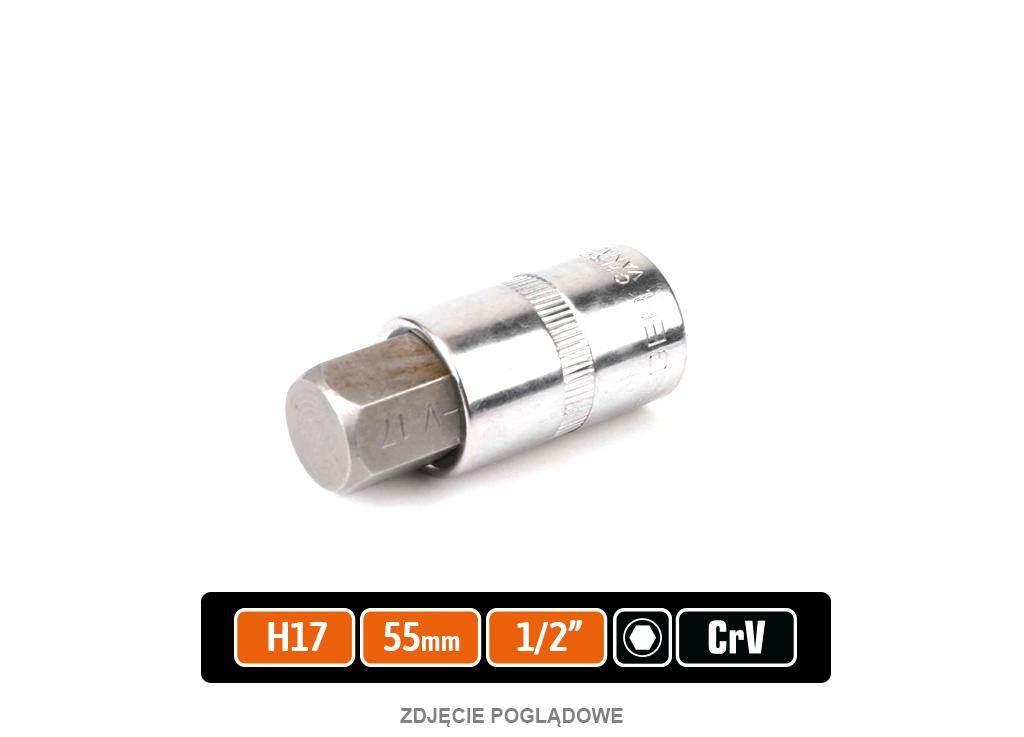 Klucz nasadowy 1/2" z bitem HEX H17x55 mm, S2/CR-V, Teger T-W-KNH109
