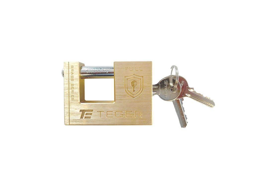 Kłódka antywłamaniowa - mosiężna / trzpieniowa 60mm - 3 klucze / TEGER