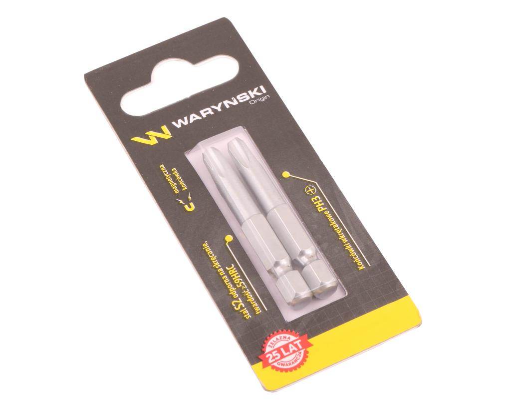 Końcówki wkrętakowe bity ph3 50mm waryński komplet w blistrze dwusztukowym