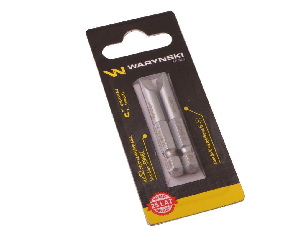 Końcówki wkrętakowe bity 6 50mm waryński komplet w blistrze dwusztukowym