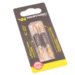 Końcówki wkrętakowe z absorberem sprężynowym ph2 65mm waryński komplet w blistrze dwusztukowym