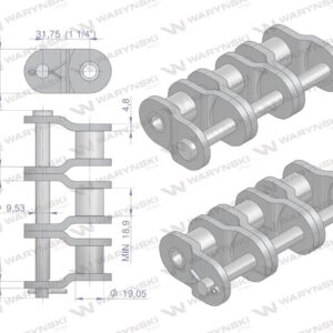 Półogniwo łańcucha przemysłowe p20ah-3 ansi a 100h r3 1.1/4 waryński 3szt