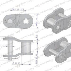 Półogniwo łańcucha wzmocnione p24a-1 ansi a 120 r1 1.1/2 waryński 2szt