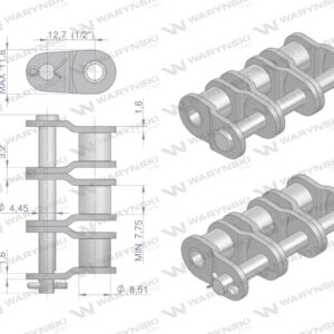 Półogniwo łańcucha p08b-3 r3 1/2 waryński 5szt