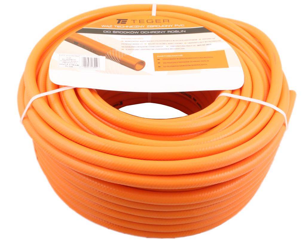 Wąż do środków ochrony roślin do opryskiwaczy zbrojony pvc 10x2.5 10bar teger po 50m)