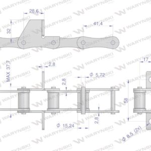 Łańcuch podajnika s45 łapka sd co 4 ogniwa 5m waryński