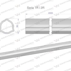 Rura trójkątna wewnętrzna seria 2rrura zewnętrzna seria 1r do wału przegubowo-teleskopowego 36x3.2mm 2m waryński 2szt
