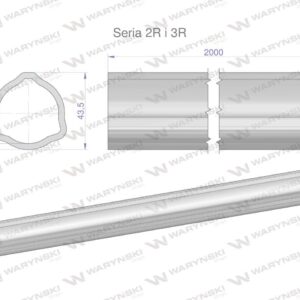 Rura trójkątna zewnętrzna seria 2r i 3r do wału przegubowo-teleskopowego 43.5x3.4mm 2m waryński 2szt