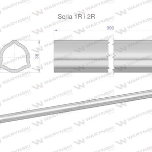 Rura wewnętrzna seria 2rrura zewnętrzna seria 1r do wału 1110 przegubowo-teleskopowego 36x3.2mm 990mm waryński