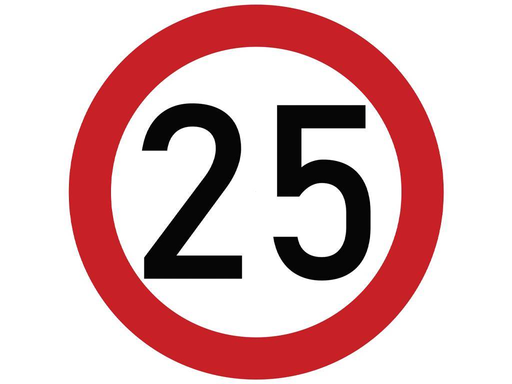 Naklejka laminowana limit prędkości 25 km/h- czerwona obwódka