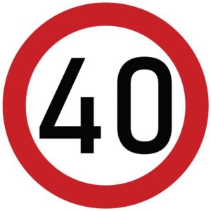 Naklejka laminowana limit prędkości 40 km/h- czerwona obwódka