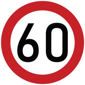 Naklejka laminowana limit prędkości 60 km/h- czerwona obwódka