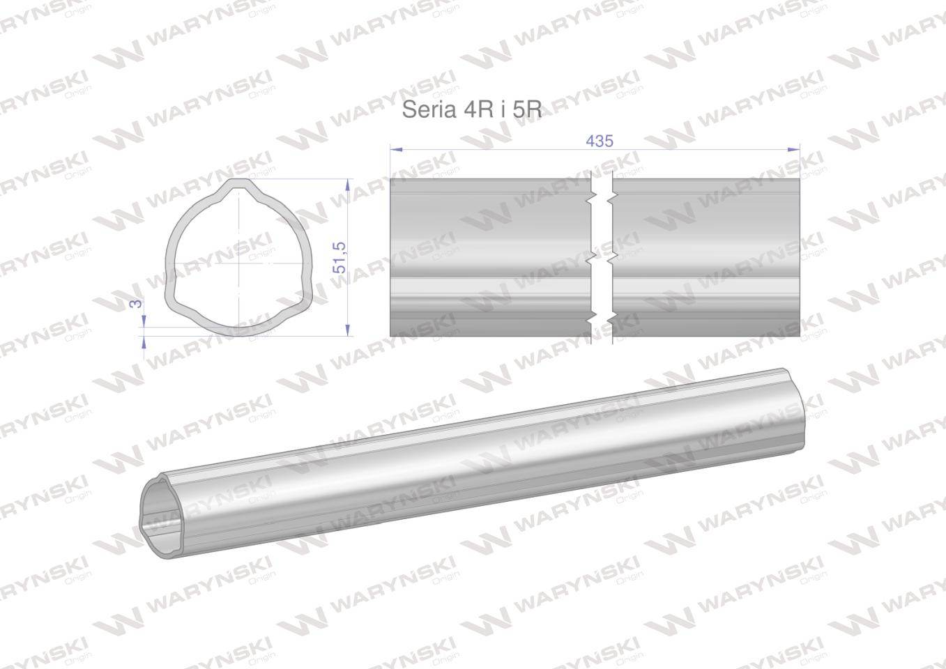 Rura zewnętrzna seria 4r i 5r do wału 560 przegubowo-teleskopowego 51.5x3mm 435mm waryński