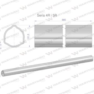 Rura zewnętrzna seria 4r i 5r do wału 1010 przegubowo-teleskopowego 51.5x3mm 885mm waryński