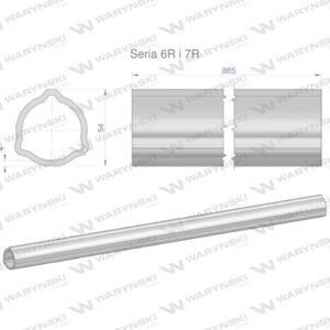 Rura zewnętrzna seria 6r i 7r do wału 1010 przegubowo-teleskopowego 54x4mm 885mm waryński