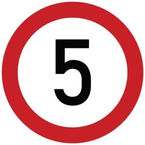 Naklejka laminowana limit prędkości 5 km/h- czerwona obwódka