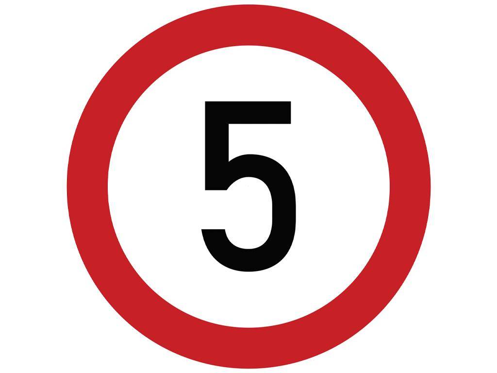 Naklejka laminowana limit prędkości 5 km/h- czerwona obwódka