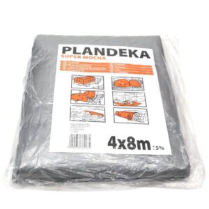 Plandeka super mocna 4x8m srebrna gramatura 160g/m2