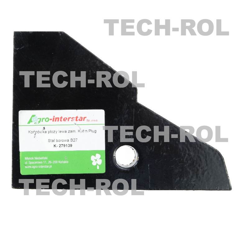 Końcówka płozy lewa stal borowa Pług Kuhn 279139 Agro-interstar