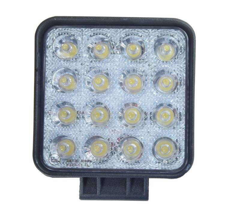 Lampa robocza diodowa kwadratowa 16 - led x 3W 48W 12V / 24V 3520lm 6000K