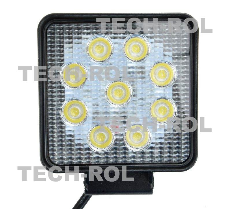 Lampa robocza diodowa prostokątna 9 - led x 3W 27W 12V / 24V 1600lm 6000K