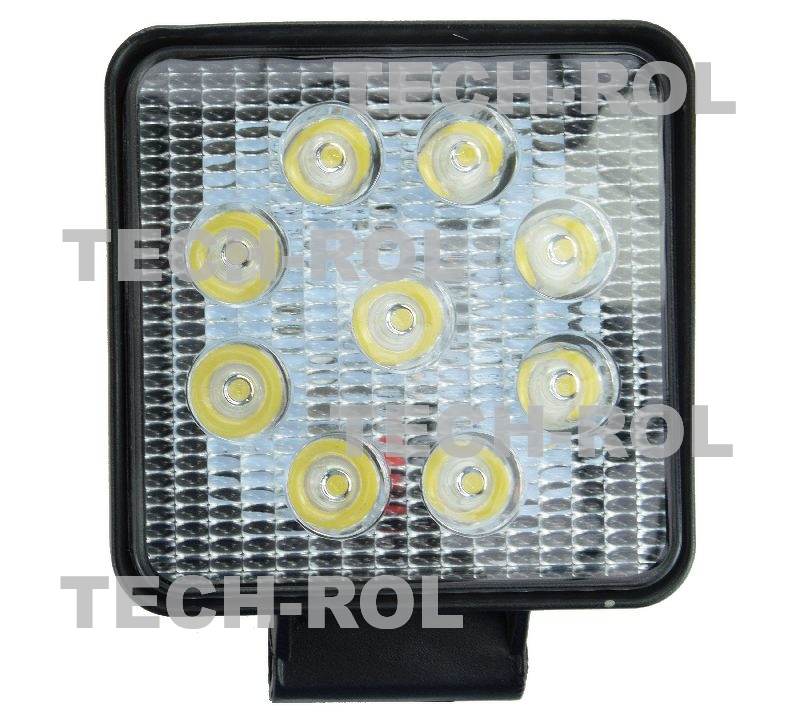 Lampa robocza diodowa prostokątna 9 - led x 3W 27W 12V / 24V 1600lm 6000K