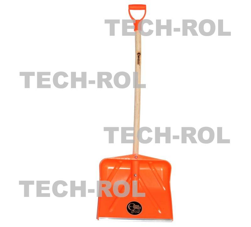 Łopata śniegowa plastikowa szer. 44 cm trzonek drewniany pomarańczowa