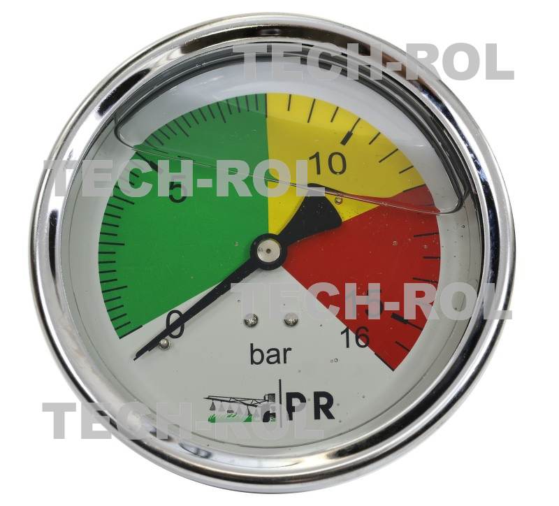 Manometr glicerynowy 0-16 bar fi-100mm mocowanie tylne gwint 1/4 cala typ