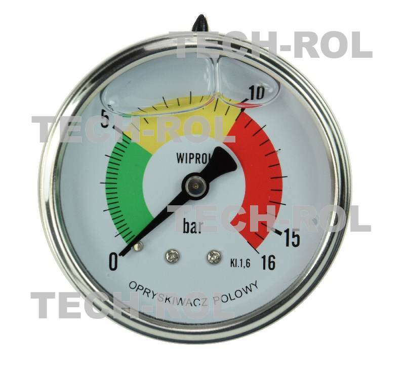 Manometr glicerynowy 0-16 bar fi-63 mm mocowanie tylne gwint 1/4 cala