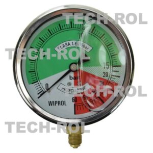 Manometr glicerynowy 0-60 bar fi-100mm mocowanie dolne gwint 1/4 cala