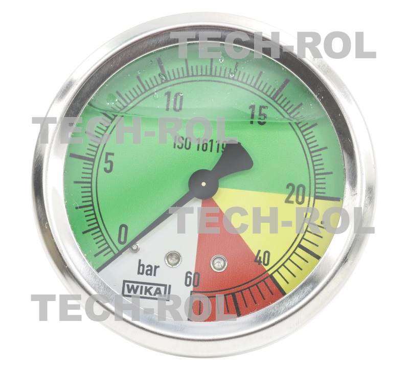 Manometr glicerynowy 0-60 bar fi-63 mm mocowanie tylne gwint M12x1,5