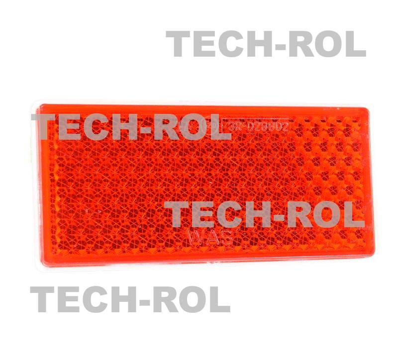 Odblask prostokątny czerwony przyklejany 150mm/48mm 51P Waś