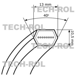 Pasek klinowy obustronny żółty HAA-1740 pasuje do zgniatacz ziarna Sipma