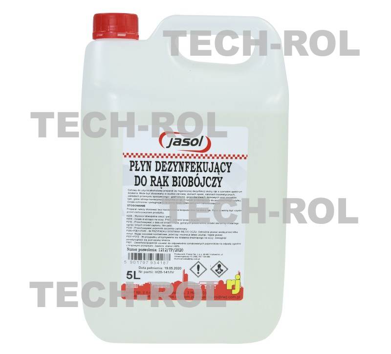 Płyn dezynfekujący do rąk biobójczy o zawartości alkoholu powyżej 68%