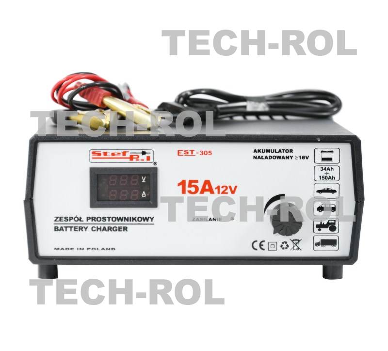 Prostownik 12V 15A do ładowania akumulatorów o napięciu 12V i