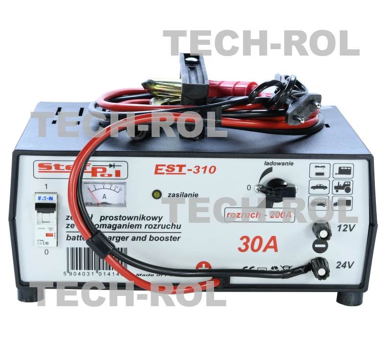 Prostownik z rozruchem 12V / 24V 30A do ładowania akumulatorów o