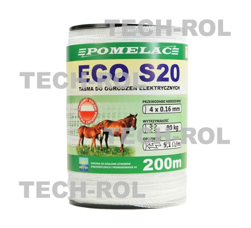 Taśma biała Eco S-20mm 200metrów do ogrodzenia elektrycznego 11-0675
