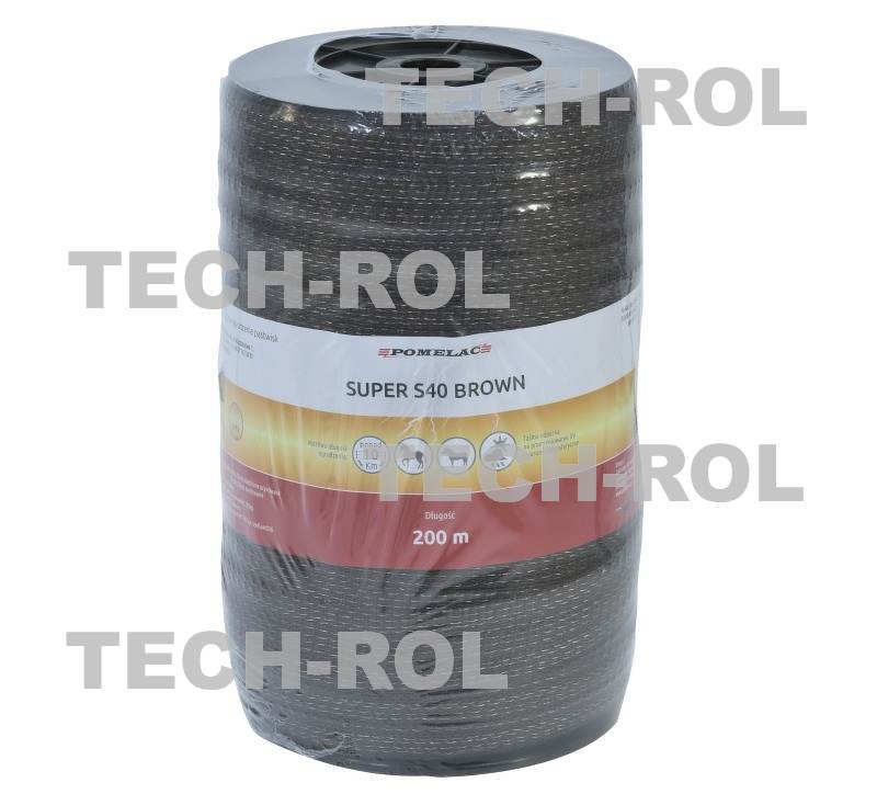 Taśma brązowa SUPER S-40mm 200m do ogrodzenia elektrycznego 105-020-013